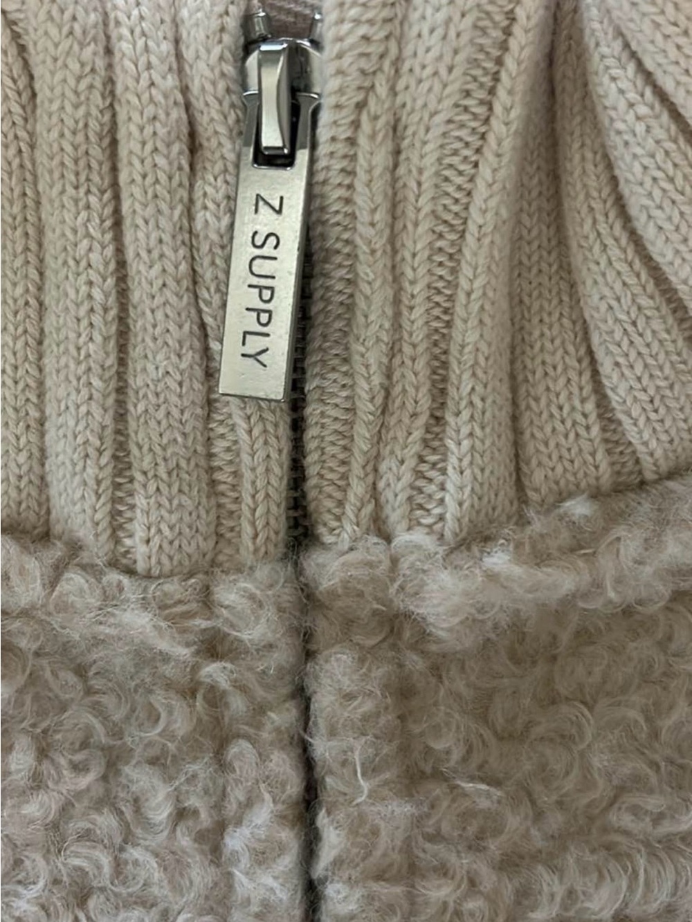 Z Supply Women’s Cream Sherpa Zip Jacket - Picture 8 of 11